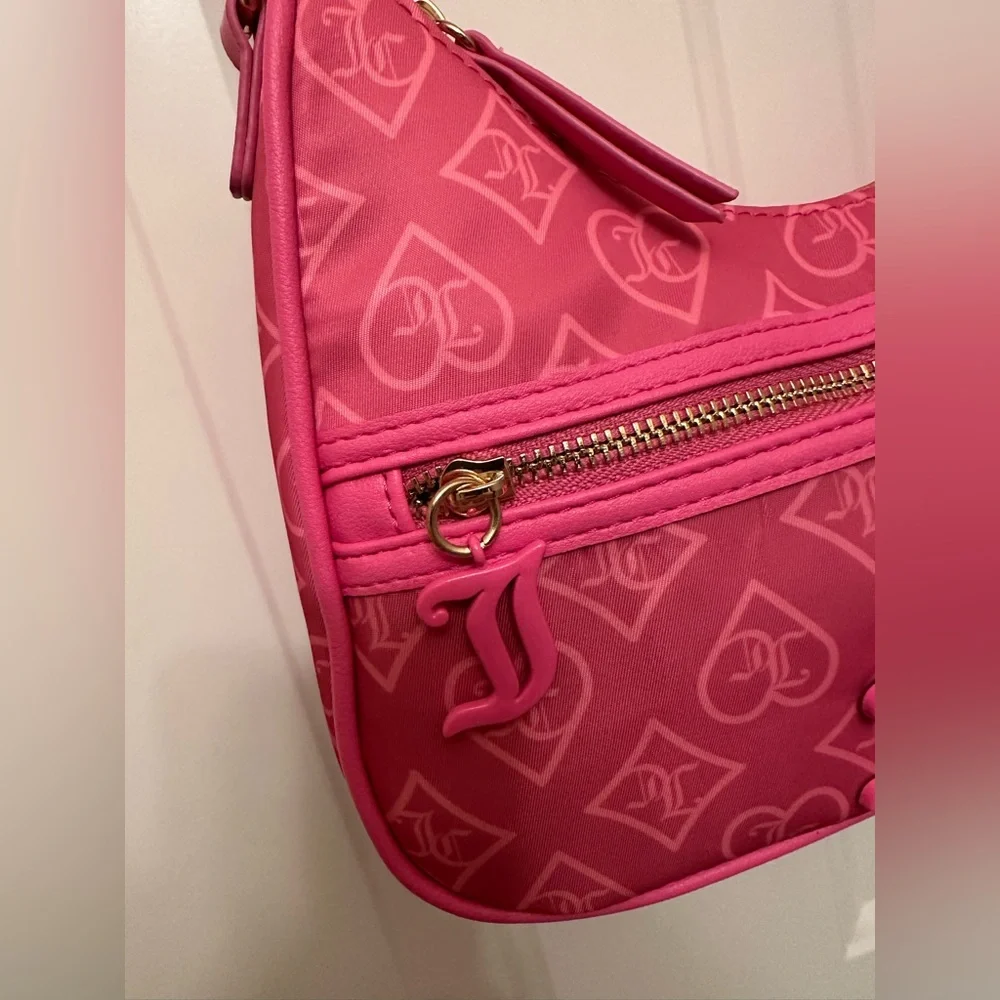 NWT Juicy Couture Bright Hot Pink Monogram Crossbody Bag Y2K Style w/ Coin Pouch - Picture 6 of 13